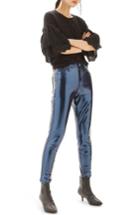 Women's Topshop Jamie Vinyl Skinny Jeans X 30 - Blue