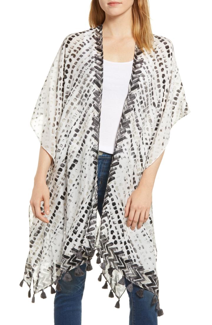Women's Nordstrom Print Kimono Wrap, Size - Ivory