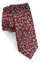 Men's The Tie Bar Freefall Floral Silk Tie, Size - Burgundy