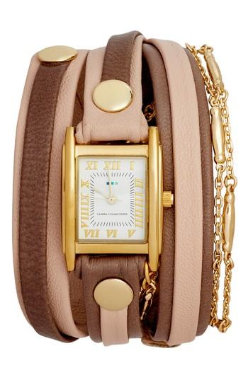 Women's La Mer Collections Leather & Lipari Chain Wrap Watch, 25mm