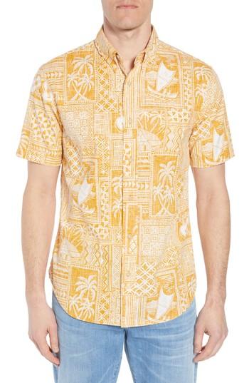 Men's Reyn Spooner Tapa Wrappa Tailored Fit Sport Shirt - Yellow