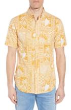 Men's Reyn Spooner Tapa Wrappa Tailored Fit Sport Shirt - Yellow