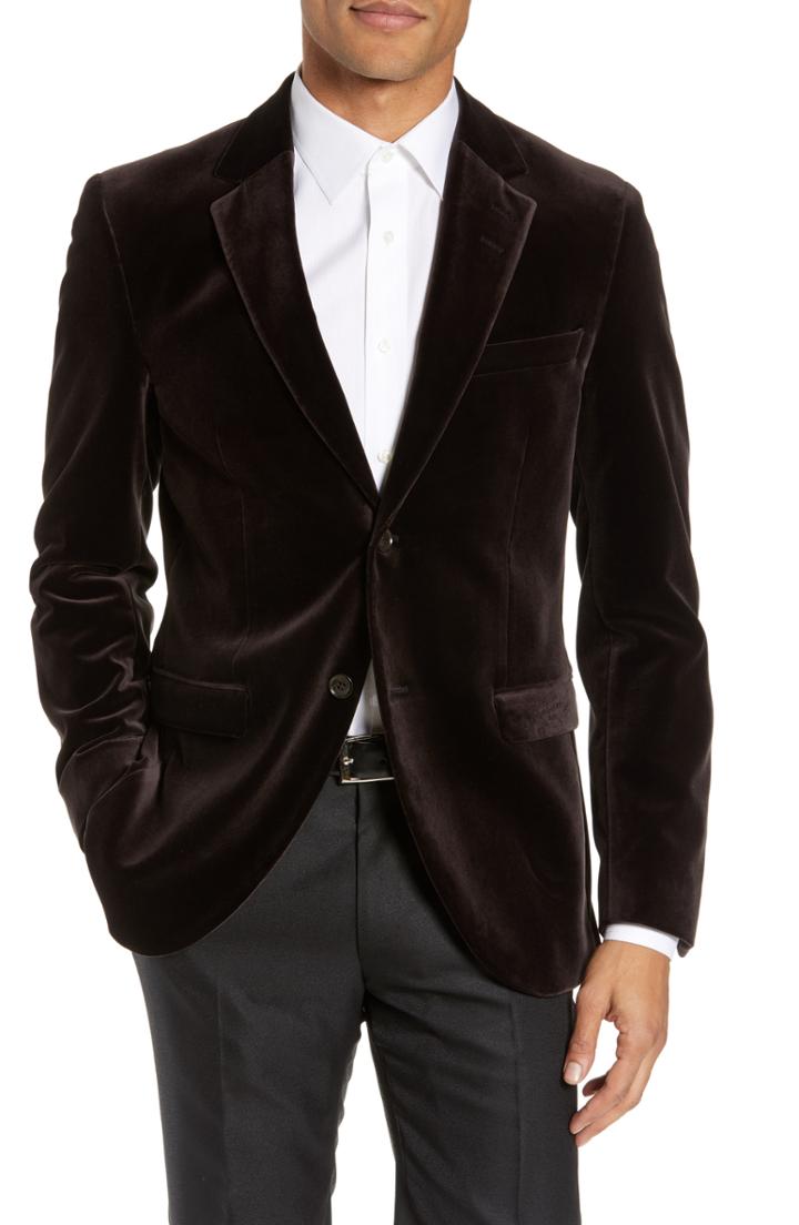 Men's Tiger Of Sweden Jamonte Stretch Velvet Blazer Us / 46 Eu R - Brown