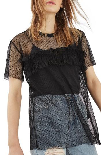 Women's Topshop Ruffle Mesh Top