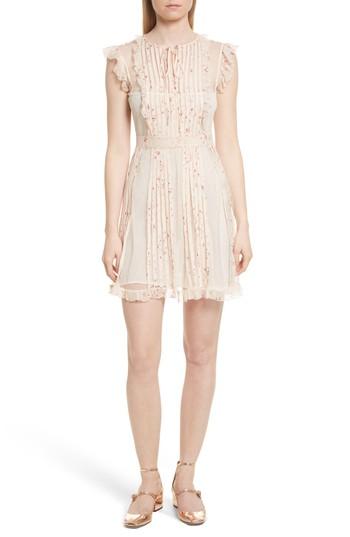 Women's Red Valentino Point D'esprit Ruffle Trim Dress Us / 38 It - Ivory