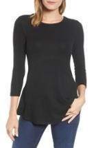 Women's Wit & Wisdom Waffle Knit Stripe Hooded Top