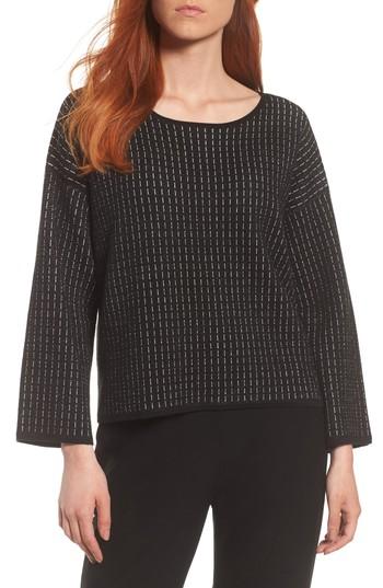 Women's Eileen Fisher Jewel Neck Boxy Top, Size - Black
