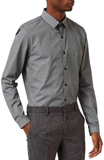 Men's Topman Print Shirt - Black