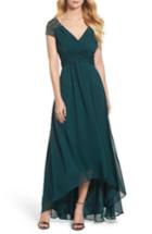 Women's Eliza J Embellished Pleated Chiffon Gown - Green