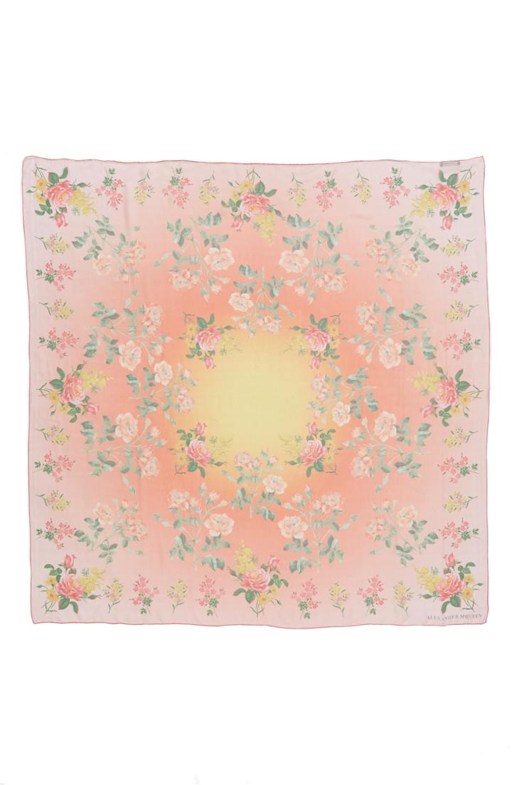 Women's Alexander Mcqueen Botanical Garden Silk Chiffon Square Scarf