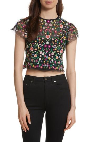 Women's Needle & Thread Lazy Daisy Crop Top - Black