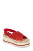 Women's Marc Fisher Ltd Glenna Platform Slingback Sandal .5 M - Red