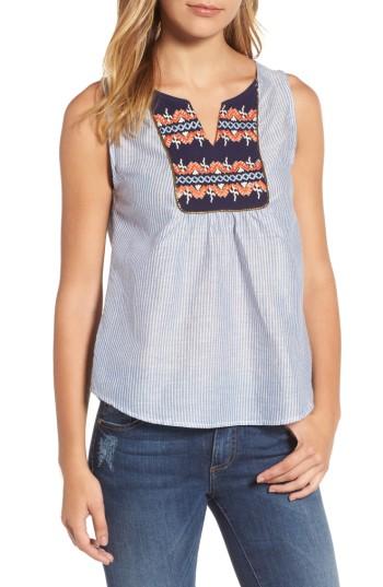 Women's Thml Woven Stripe Tank Top - Blue