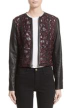 Women's Yigal Azrouel Lace & Lambskin Leather Moto Jacket