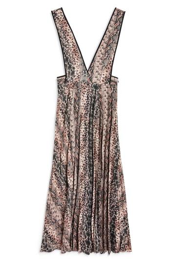 Women's Topshop Snake Print Pleated Dress Us (fits Like 0) - Pink