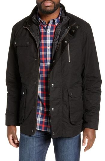 Men's Rodd & Gunn 'harper' Water Resistant 3-in-1 Waxed Canvas Jacket, Size - Black