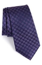 Men's Calibrate Clover Medallion Silk Tie, Size - Purple