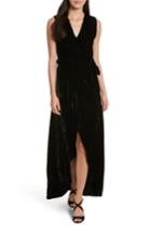 Women's Alice + Olivia Simmons Velvet Wrap Maxi Dress - Black