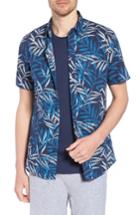 Men's 1901 Trim Fit Print Short Sleeve Sport Shirt - Blue