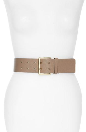 Women's Michael Michael Kors Suede Fringe Leather Belt - Truffle/ Light Pol Gold