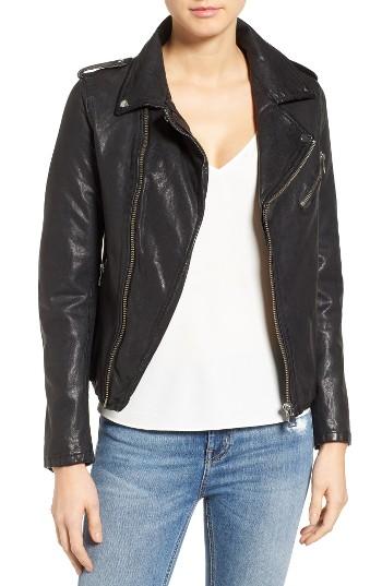 Women's Lamarque Washed Lambskin Leather Moto Jacket