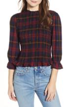Women's Moon River Smocked Plaid Top - Blue