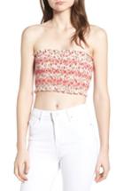 Women's Topshop Floral Print Tube Top Us (fits Like 0-2) - Pink