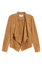 Women's Bb Dakota 'nicholson' Faux Suede Drape Front Jacket - Beige