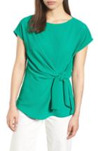 Petite Women's Gibson Tie Front Blouse, Size P - Green