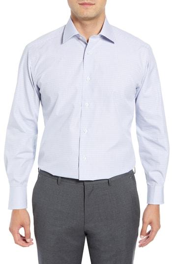 Men's David Donahue Regular Fit Check Dress Shirt .5 - 32/33 - Grey