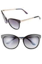 Women's Tom Ford 'emma' 56mm Retro Sunglasses - Black/ Gradient Blue