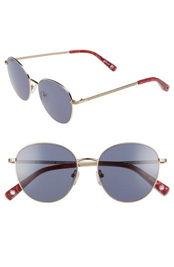 Women's Elizabeth And James Gilmour 53mm Round Sunglasses & Beaded Chain - Gold/ Blue Mono