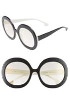 Women's Alice + Olivia Melrose 56mm Round Sunglasses - Black/ White