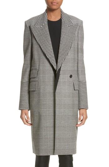 Women's Stella Mccartney Houndstooth & Glen Plaid Coat Us / 42 It - Black