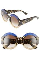 Women's Gucci 51mm Round Sunglasses - Blue Havana/ Brown