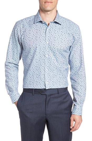 Men's Ted Baker London Chardo Trim Fit Floral Dress Shirt .5 - 32/33 - Grey