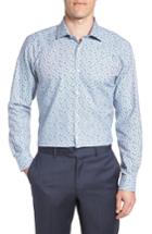 Men's Ted Baker London Chardo Trim Fit Floral Dress Shirt .5 - 32/33 - Grey
