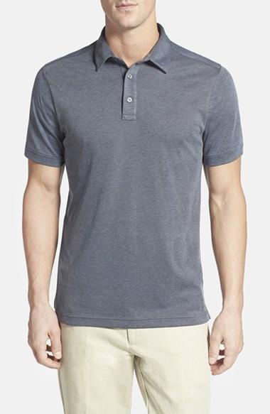 Men's John W. Nordstrom Regular Fit Pima Cotton Blend Polo, Size - Blue