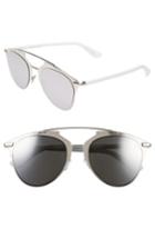 Women's Dior Reflected 52mm Brow Bar Sunglasses - Palladium/ White