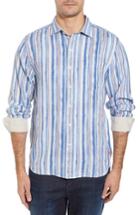 Men's Tommy Bahama Watercrest Stripe Linen Sport Shirt - Blue