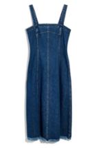 Women's Madewell Raw Hem Seamed Denim Dress - Blue