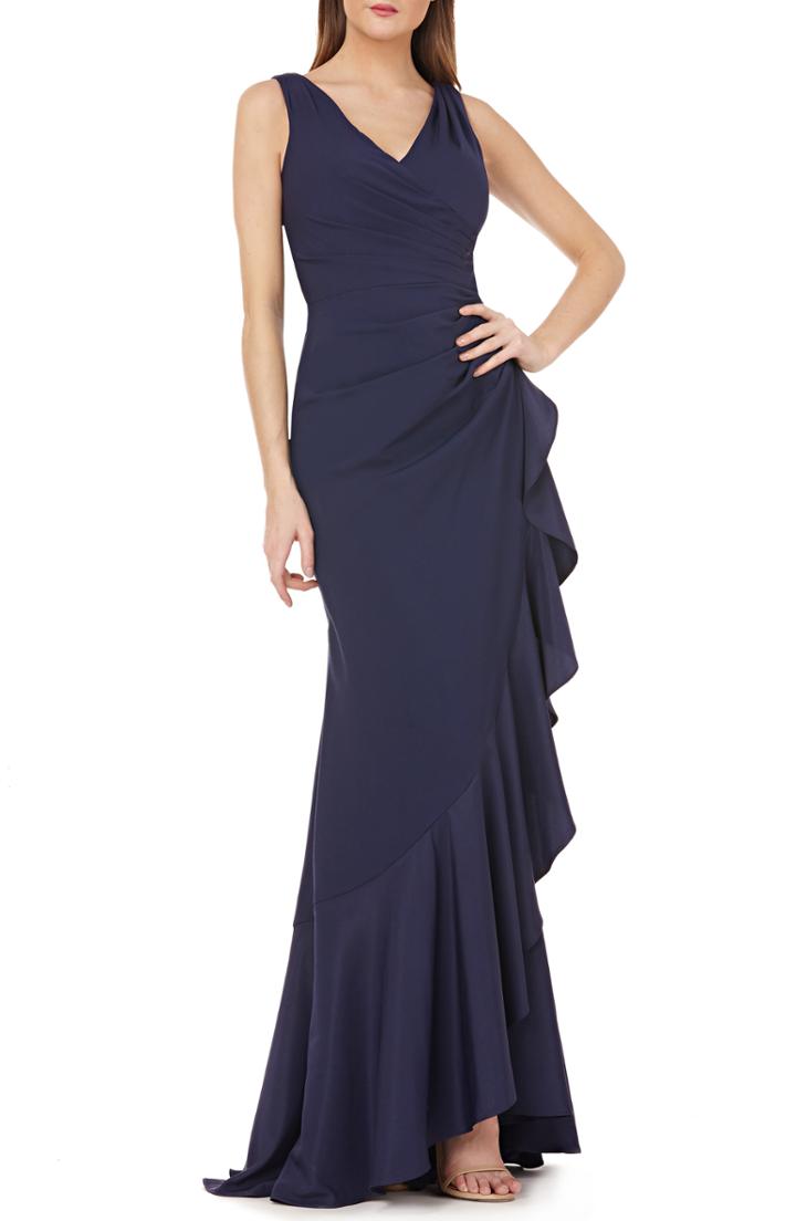 Women's Carmen Marc Valvo Infusion Ruffle Gown