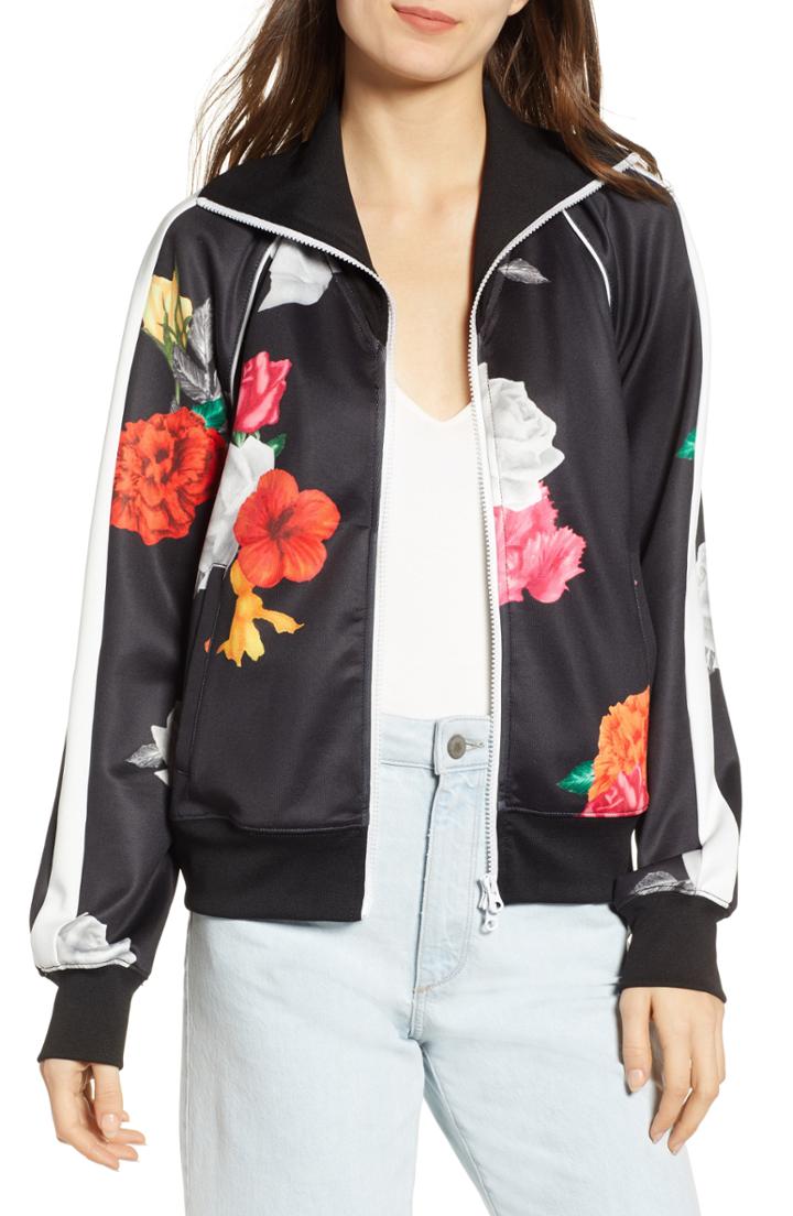 Women's Pam & Gela Floral Track Jacket, Size - Black