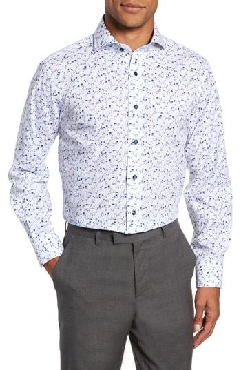 Men's Lorenzo Uomo Trim Fit Floral Dress Shirt .5 - 34 - Blue