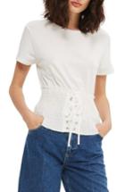 Women's Topshop Smocked Corset Top Us (fits Like 0-2) - White