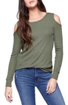 Women's Sanctuary Bowery Cold Shoulder Thermal Tee - Green