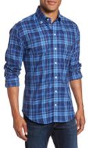 Men's Ledbury Slim Fit Plaid Sport Shirt, Size - Blue