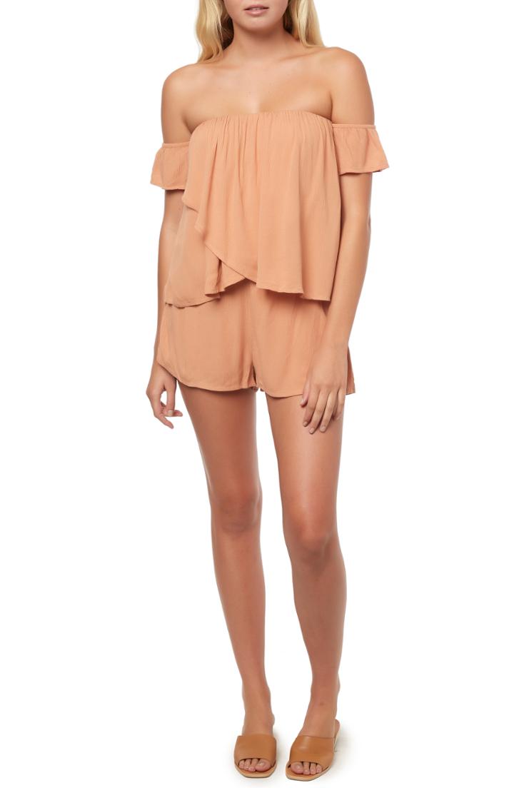 Women's O'neill Lilio Off The Shoulder Romper - Ivory