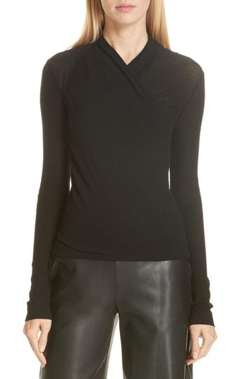 Women's Vince Wrap Front Top - Black