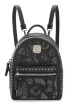 Mcm X Mini Stark Crystal Glitter Coated Canvas Backpack - Black